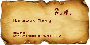 Hanuszek Abony névjegykártya